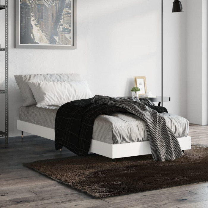 Cadru de pat, alb, 75x190 cm, lemn prelucrat GartenMobel Dekor