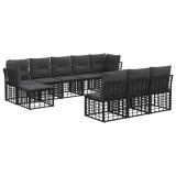 vidaXL Set de canapele de exterior 4 pcs Negru și Gri &icirc;nchis Poliester 3437561