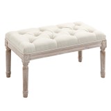 Banca pentru dormitor si hol cu tapiterie din poliester cu efect de in 80x40x41cm, bej HOMCOM | Aosom Romania