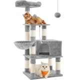 FEANDREA Ansamblu de joaca pentru pisici, tip copac, cu 2 culcusuri si ascunzatoare, 54x40x138cm, gri deschis Household NewTrend