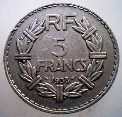 1.077 FRANTA 5 FRANCS 1933 foto