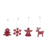 Decoratiune Craciun, 4 modele, rosu + alb, 13 cm, AK9221021, set 12 bucati