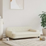 VidaXL Pat de c&acirc;ini, crem, 90x53x30 cm, piele ecologică