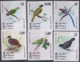Timbre cu păsări locale din Sri Lanka
