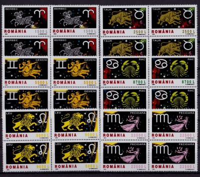 RO 2002 LP 1576 &amp;quot;Semnele zodiacului II &amp;quot; bloc de 4 , MNH foto
