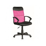 Scaun birou SL Q702, mesh, inaltime reglabila, mecanism de balans, roti pivontante, ergonomic, suport lombar, Roz/Negru
