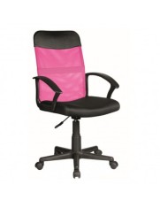 Scaun birou SL Q702, mesh, inaltime reglabila, mecanism de balans, roti pivontante, ergonomic, suport lombar, Roz/Negru