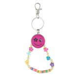 Breloc Copii, Fimo, Multicolor, Smiley Metalic Fuchsia, 18 cm, Oem