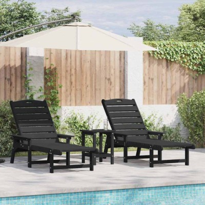 vidaXL Mobilier de lounge pentru grădină 3 pcs Negru 38 x 38 x 46cm 3335856 foto