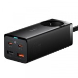 Prelungitor Baseus GaN3 Pro PowerStrip, 65W, 3A, 2 x USB-A - 2 x USB-C - 1 x Schuko, Negru PSZM000901