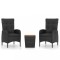 Set mobilier gradina, 3 piese, negru, poliratan si lemn acacia
