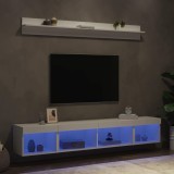 Cumpara ieftin Unități de perete TV cu LED-uri, 5 piese, alb, lemn prelucrat