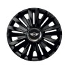Set 4 capace roti Negre Cu Inel Cromat Royal R15 pentru gama auto Mini, Autohelix MSA