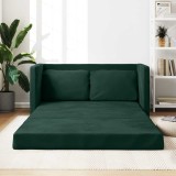 VidaXL Canapea extensibilă de podea 2 &icirc;n 1, verde &icirc;nchis, 122x204x55cm 353961