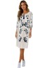 Rochie traditionala dama R25 alb/albastru , marimea M, Bumbac