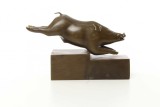 Porc mistret- statueta Art Deco din bronz pe un soclu din marmura BJ-64, Nuduri