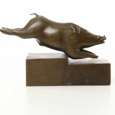 Porc mistret- statueta Art Deco din bronz pe un soclu din marmura BJ-64