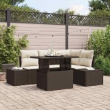 vidaXL Set de canapele pentru grădină cu pernă 5 pcs maro și crem