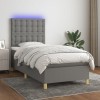 VidaXL Pat cu arcuri, saltea și LED, gri &icirc;nchis, 80x200 cm, textil 3135710
