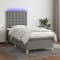 vidaXL Pat cu arcuri, saltea și LED, gri &icirc;nchis, 80x200 cm, textil 3135710
