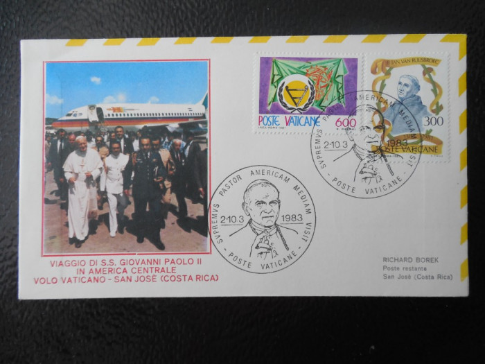 PAPA IOAN PAUL AL DOILEA-VIZITA IN COSTA RICA- FDC