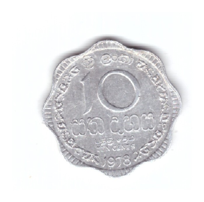 Moneda Sri Lanka 10 cents/centi 1978, stare buna, curata