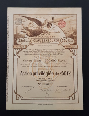 Actiune 1896 Cluj / Societatea de iluminat public / titlu / actiuni foto