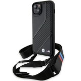 Husa pentru iPhone 15 - BMW Leather M Edition Carbon Stripe &amp; Strap (BMHCP15S23PSCCK) - Black