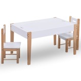 Cumpara ieftin Set masa cu scaune pentru copii cu tabla, 3 piese, negru si alb