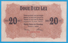 (1) BANCNOTA ROMANIA - 20 LEI 1917 - BGR - MAI RARA foto