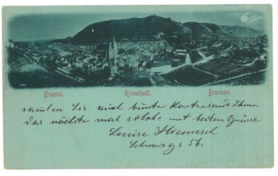 3338 - BRASOV, Panorama, Litho, Romania - old postcard - used - 1898 foto