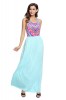 U704-4855 Rochie lunga, stil maxi, fara maneci, cu imprimeu aztec in partea superioara, M