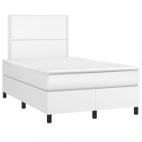 Cumpara ieftin Pat box spring cu saltea, alb, 120x190 cm, piele ecologica