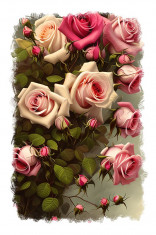 Sticker decorativ Trandafiri, Roz, 85 cm, 11761ST foto