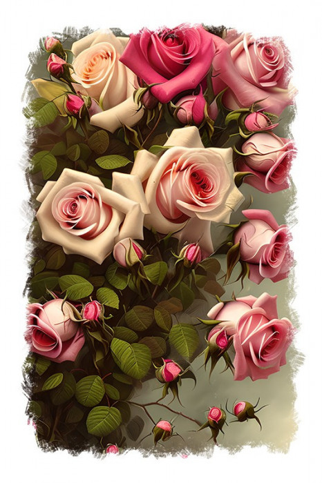 Sticker decorativ Trandafiri, Roz, 85 cm, 11761ST