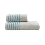 Set 2 Prosoape HT2A Alb-Turcoaz 50x90 si 70x140 cm (Bumbac 100%)