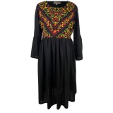 Rochie dama casual RD2, negru/portocaliu , marimea L