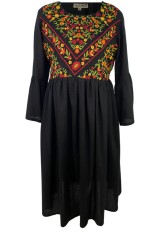 Rochie dama casual RD2, negru/portocaliu , marimea 3XL