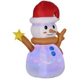 Outsunny Om de zapada gonflabil 120 cm cu lumina LED colorata, decor de Craciun de exterior