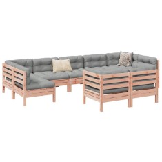 vidaXL Set canapele gradina cu perne, 9 piese, lemn masiv brad douglas foto