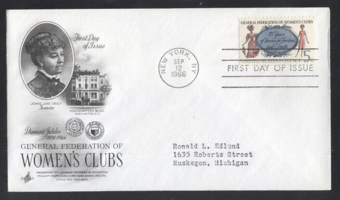 United States 1966 Womens clubs federation FDC K.648