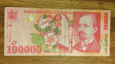 Romania - bancnota de colectie - 100000 lei 1998 - hartie - Nicolae Grigorescu foto