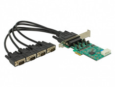 PCI Express cu 4 x Serial RS-232 High Speed 921K cu Voltage supply, Delock 89335 foto