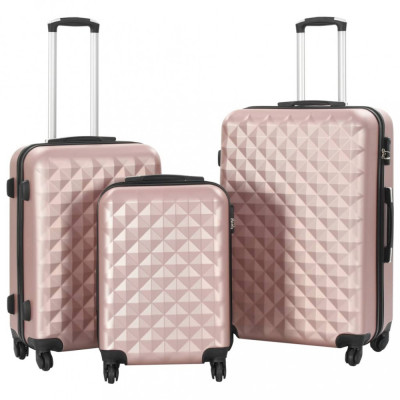 Set valiză carcasă rigidă, 3 buc., roz auriu, ABS foto