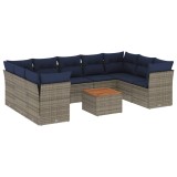 Cumpara ieftin Set canapele de gradina cu perne, 10 piese, gri, poliratan