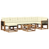 vidaXL Set de canapele de exterior cu pernă 8 pcs Natural și Crem 3382110