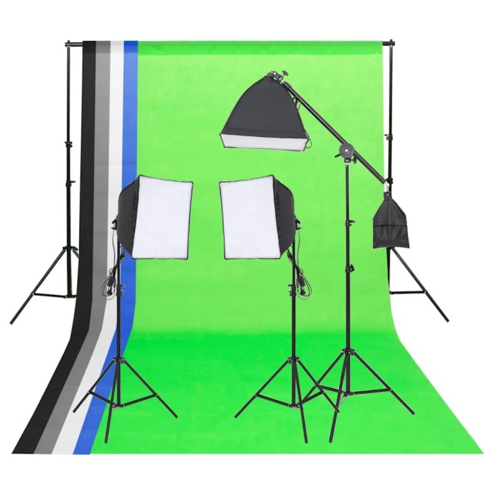 vidaXL Kit de iluminat pentru studio foto cu fundaluri și reflector