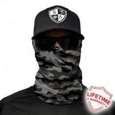 Bandana/Face Shield/Cagula/Esarfa - Grey Military Camo, made in USA foto