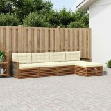 vidaXL Set de canapele de exterior cu pernă 5 pcs Natural și Crem 3383228