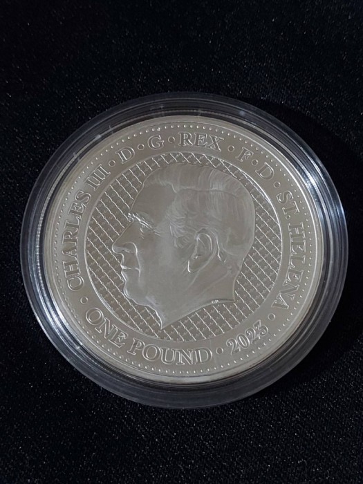 Sf. Elena 2023 &ndash; o liră - macac Rhesus, maimuță - 1 OZ - Monedă de argint